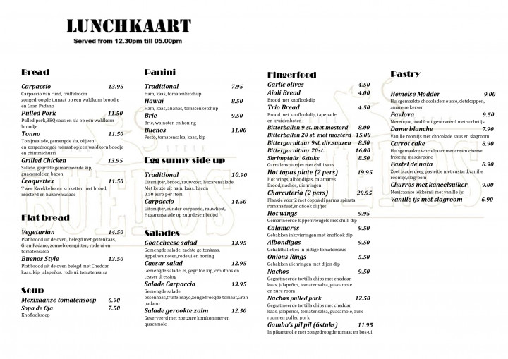 Steakhouse Buenos Lunchkaart